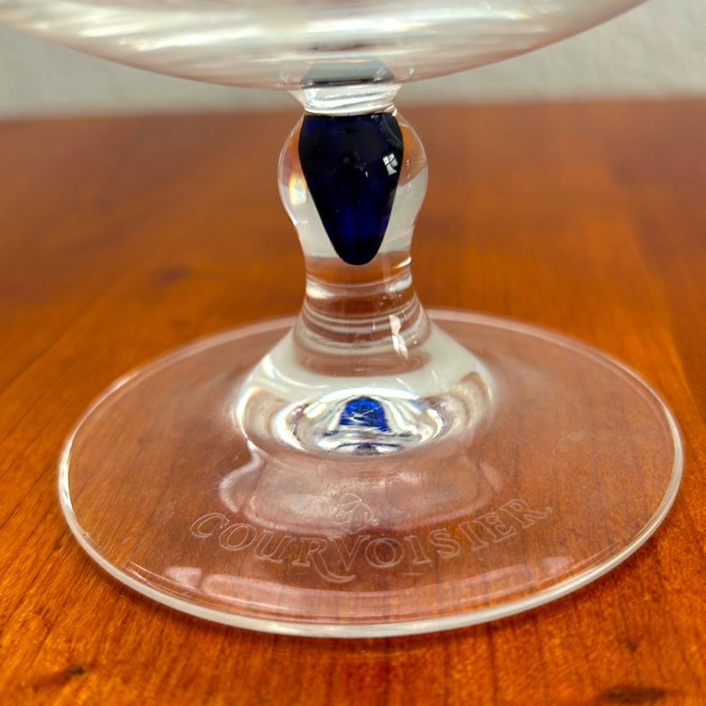Courvoisier Cobalt Blue Teardrop Stem Cognac Brandy Sniffer Stemware Glasses 2 - Picture 4 of 6